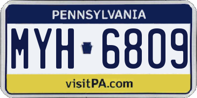 PA license plate MYH6809