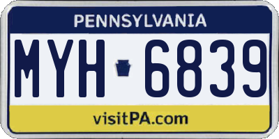 PA license plate MYH6839