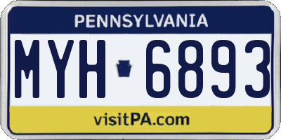 PA license plate MYH6893