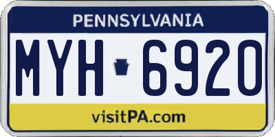 PA license plate MYH6920