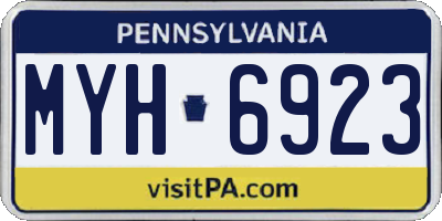PA license plate MYH6923