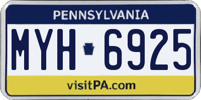 PA license plate MYH6925