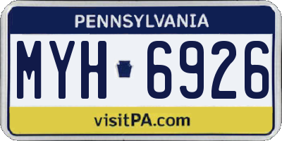 PA license plate MYH6926