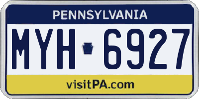 PA license plate MYH6927