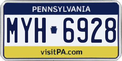 PA license plate MYH6928
