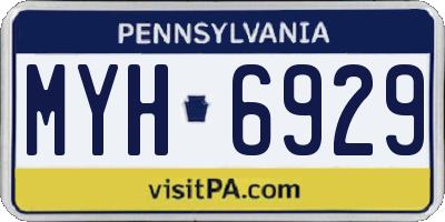 PA license plate MYH6929