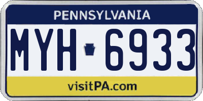 PA license plate MYH6933