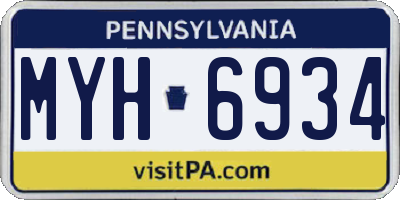 PA license plate MYH6934