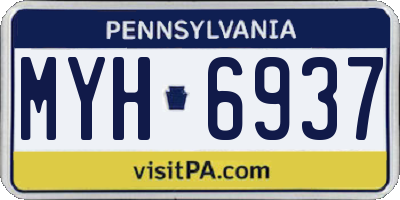 PA license plate MYH6937