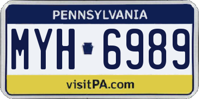 PA license plate MYH6989