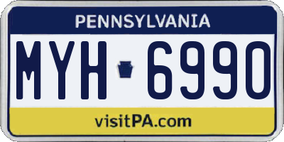 PA license plate MYH6990