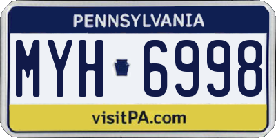 PA license plate MYH6998