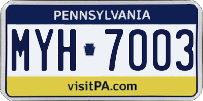 PA license plate MYH7003