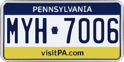 PA license plate MYH7006