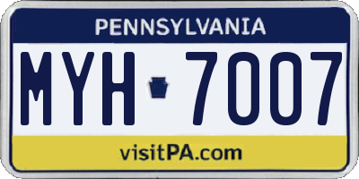PA license plate MYH7007
