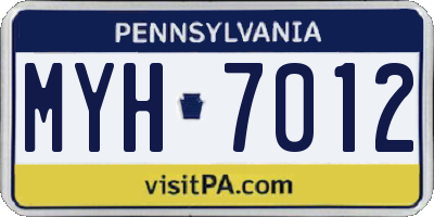 PA license plate MYH7012