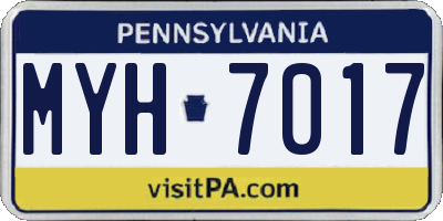 PA license plate MYH7017