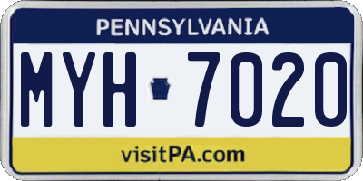 PA license plate MYH7020
