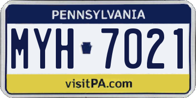 PA license plate MYH7021