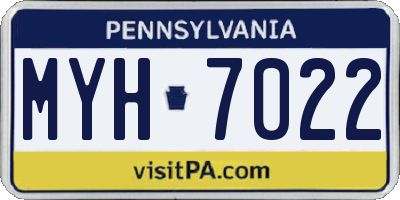 PA license plate MYH7022