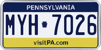 PA license plate MYH7026