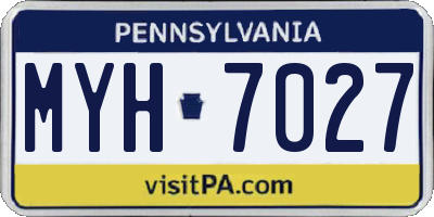 PA license plate MYH7027