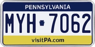 PA license plate MYH7062