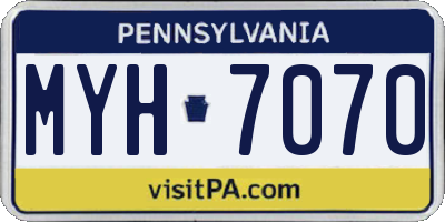 PA license plate MYH7070