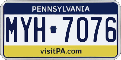 PA license plate MYH7076