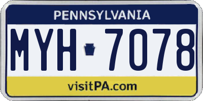 PA license plate MYH7078