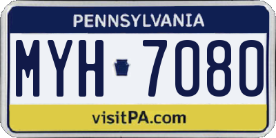 PA license plate MYH7080