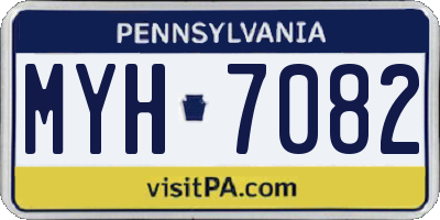PA license plate MYH7082