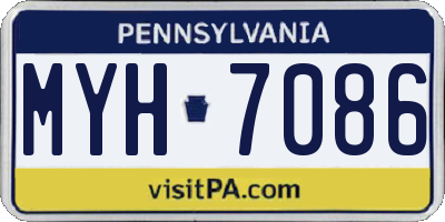 PA license plate MYH7086