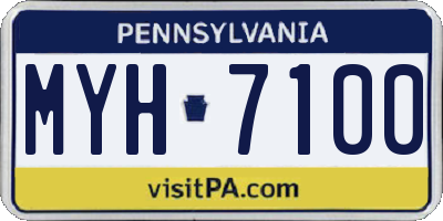PA license plate MYH7100