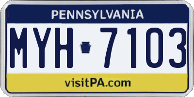 PA license plate MYH7103