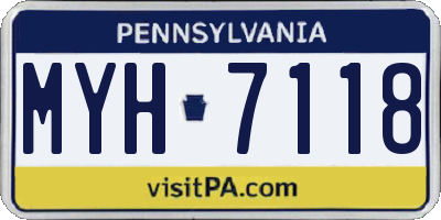 PA license plate MYH7118