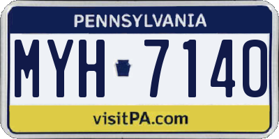 PA license plate MYH7140
