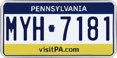 PA license plate MYH7181