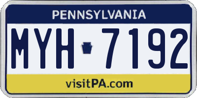 PA license plate MYH7192
