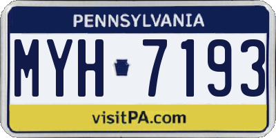 PA license plate MYH7193