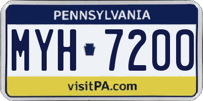 PA license plate MYH7200