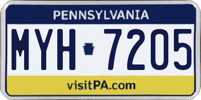 PA license plate MYH7205
