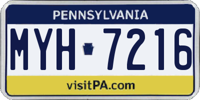 PA license plate MYH7216