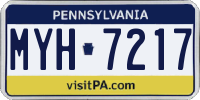 PA license plate MYH7217