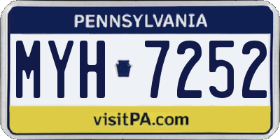PA license plate MYH7252
