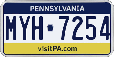 PA license plate MYH7254