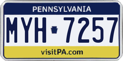 PA license plate MYH7257