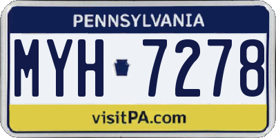 PA license plate MYH7278