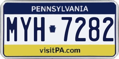 PA license plate MYH7282