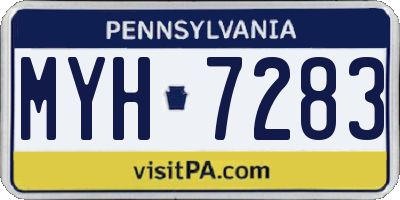 PA license plate MYH7283